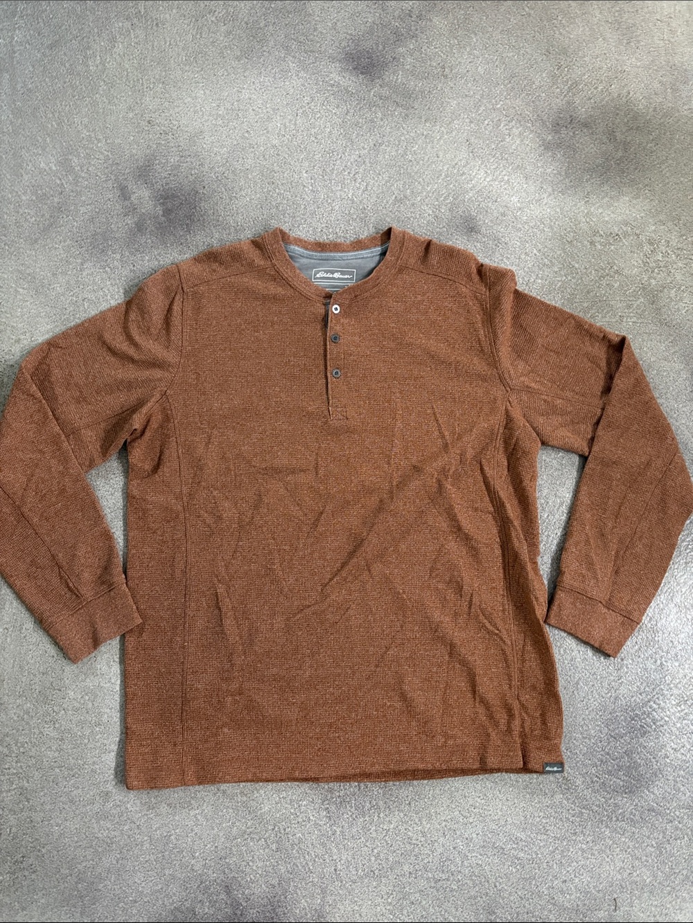 Eddie Bauer Men's Long Sleeve Henley Shirt in Brown